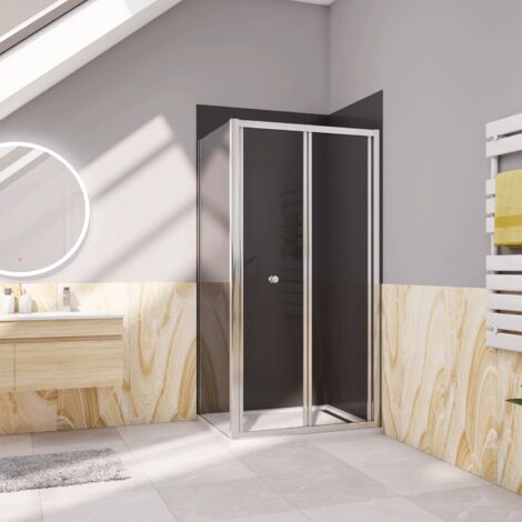 Box Doccia Angolare 90x76 cm Alto 185 cm Porta a Soffietto con Parete Laterale in Vetro Temperato 5 mm Cromato