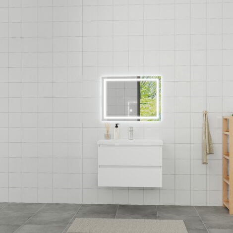 OCEAN Mobile pensile da bagno con lavabo da incasso 79 cm bianco (1/5)