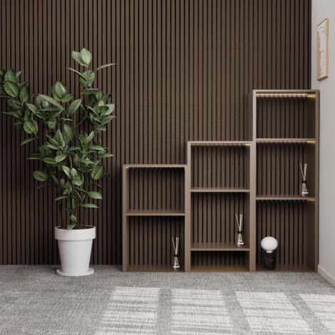 Set di 2 Pannello decorativo in legno MDF,L120xL60cm SP21mm, Pannelli fonoassorbenti scansionati in 3D con finitura effetto legno Noce