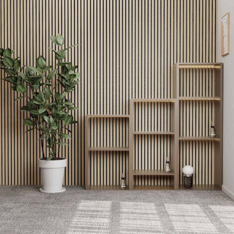 Set di 2 Pannello decorativo  in legno MDF,L120xL60cm SP21mm, Pannelli fonoassorbenti scansionati in 3D con finitura effetto legno rovere chiaro
