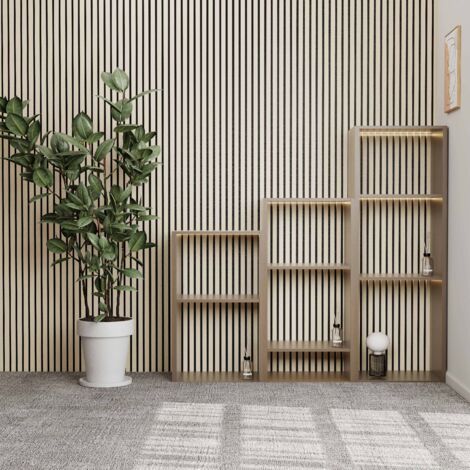 Set di 2 Pannello decorativo in legno MDF,L120xL60cm SP21mm, Pannelli fonoassorbenti scansionati in 3D con finitura effetto legno rovere