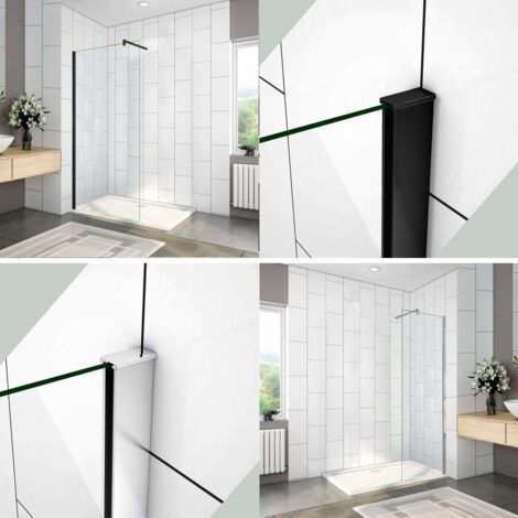 Walk In Parete Fissa Vetro 8mm Temperato Trasparente Anticalcare 100x200cm Barra Stabilizzatrice tagliabile da 90cm (1/5)