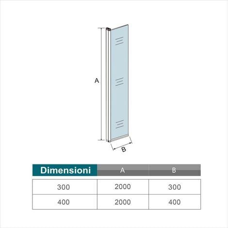 Paretina Mobile per Walk In Parete Doccia 30x190cm Vetro da 8 mm Temperato Trasparente Anticalcare