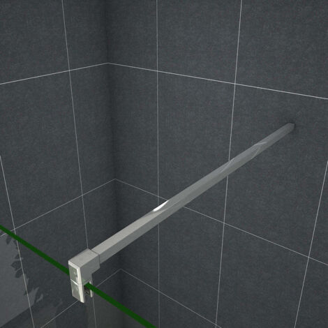 Barra Stabilizzatrice Cromo Lucido da 140 cm Sezione Quadrata Tagliabile per Box Doccia Walk In Parete Fissa Vetro da 6-10 mm
