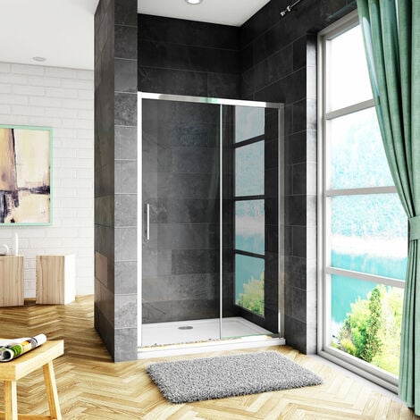 Porta Doccia Scorrevole Per Nicchia 100x185cm In Vetro Temperato Trasparente Da 5mm Ingresso Laterale