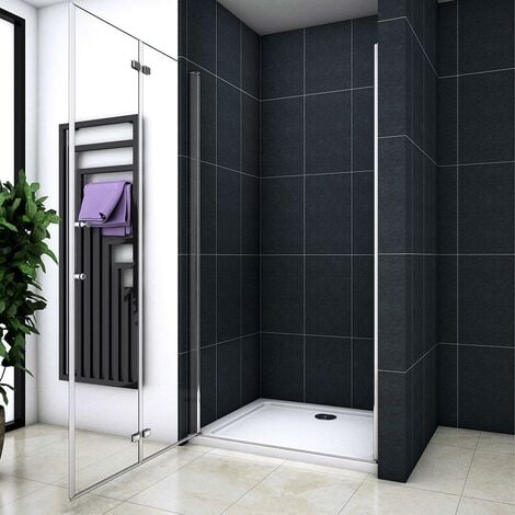 Box Doccia Per Nicchia Porta Pieghevole-Battente 110x185cm 2 Ante in Vetro Temperato Trasparente Anticalcare Da 6mm
