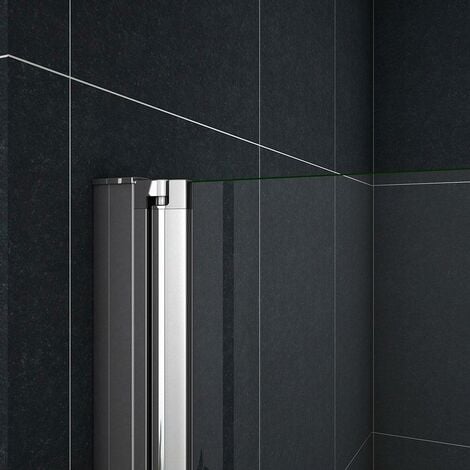 Box Doccia Per Nicchia Porta Pieghevole-Battente 110x185cm 2 Ante in Vetro Temperato Trasparente Anticalcare Da 6mm