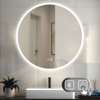 OCEAN Specchio Bagno Rotondo Da LED 80×80cm, Antiappannamento, Bluetooth, 3 Temperature Colore