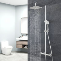 Sistema doccia con termostato, OCEAN ITALY Colonna Doccia Termostatica con Miscelatore, Colonna Doccia Idromassaggio Altezza Regolabile 74-120cm, Cromato