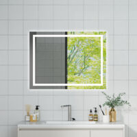 OCEAN Specchio da bagno con LED 100x80cm,Dimmerabile, Antiappannamento,Memoria,IP44, Vetro HD,Doppio interruttore,Orizzontale/Verticale