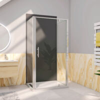 Box Doccia Tre Lati 70x80x70 cm Alto 185 cm Porta Battente 2 Pareti Laterali in Vetro Temperato 5 mm Cromato