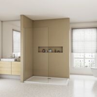 Doccia Walk In 185 cm Larga 75 cm Parete Fissa da 6 mm Vetro Temperato Trasparente Anticalcare Cromo Lucido