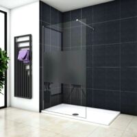 Parete doccia Walk In 100x200cm vetro temperato trasparente Anti-Frantumi da 8mm Striscia Satinata-Opaca Centrale 73-120cm Barra Stabilizzatrice