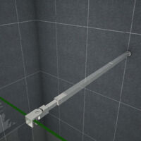 Barra Stabilizzatrice Cromo Lucido a Sezione Quadrata da 73-120 cm Regolabile Con Due Teste Girevoli per Box Doccia Walk In Parete Fissa Vetro da 6-10 mm
