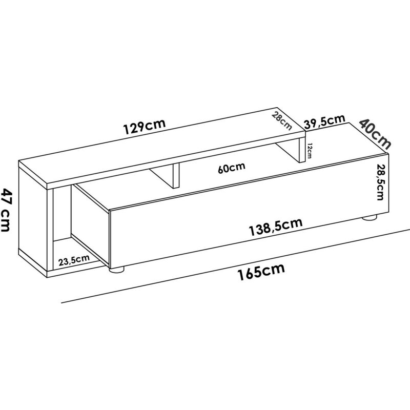 Dmora - Mueble TV Dbáe, Aparador bajo para salón, Aparador para