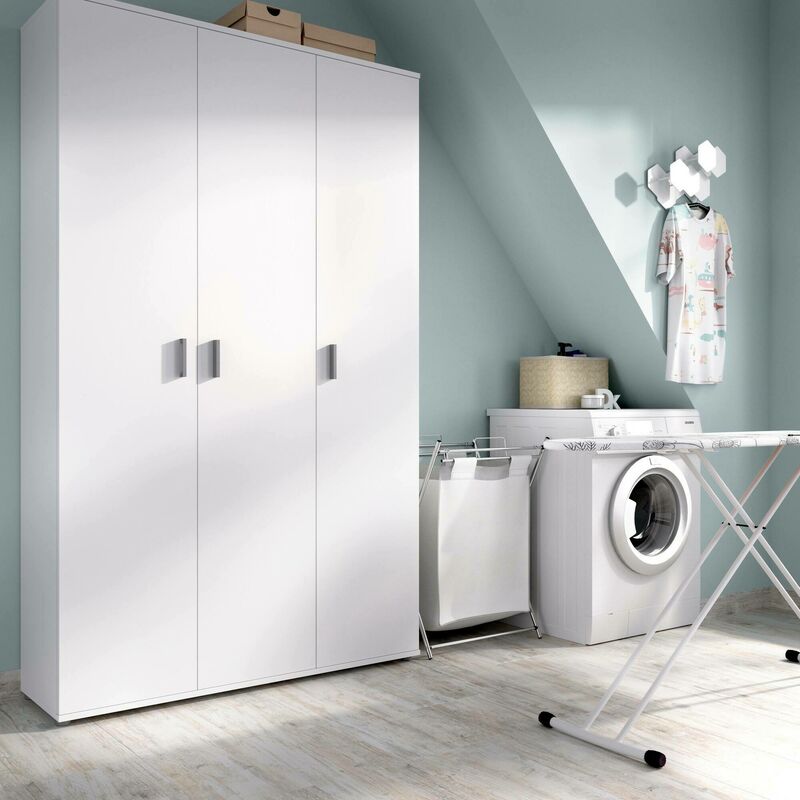 Dmora Armario Multiusos Con 2 Puertas. 100% Made In Italy. Armario Para  Lavadora. 65x32H195 cm. Color Blanco Blanco