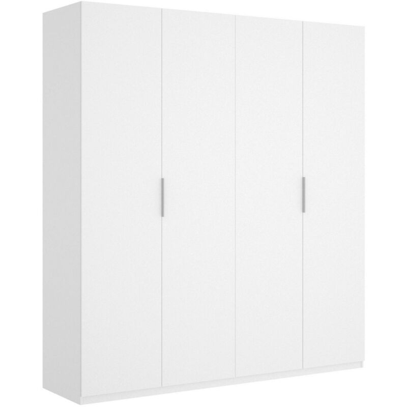 Armario Bove, Perchero para dormitorio, Armario con 4 puertas batientes,  200x52h215 cm, Blanco