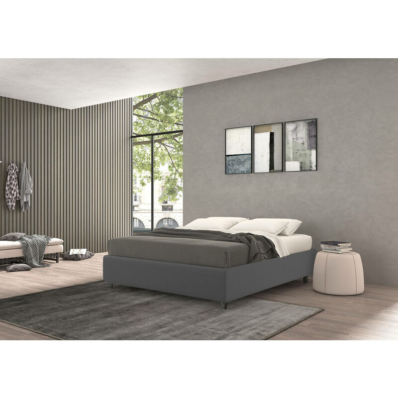 Cama Con Acenaje Individual Puccini, Estructura De Tejido Acolchado, Apto  Para Colchón 80x190 Cm , Blanco Talamo