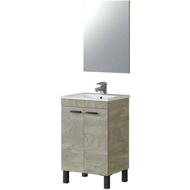 Dmora - Bajo lavabo Dalibon, Mueble de baño con 2 puertas y 1 cajón,  Gabinete de piso