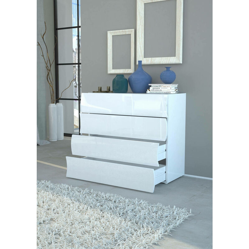 Dmora Cajonera ondulada, Made in Italy, Mueble para salón y