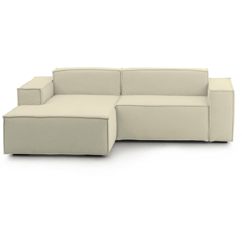 Sofá esquinero modular 4 plazas con puff beige Leila