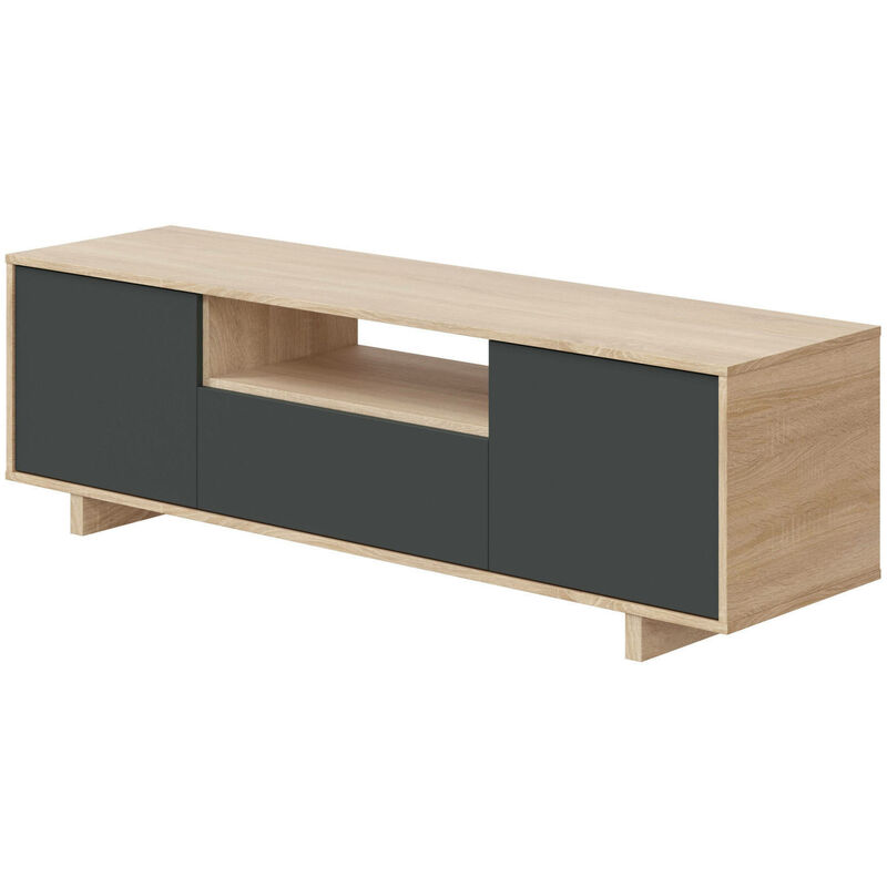 Mueble de televisión Stamford, Aparador de televisión de salón, Mueble tv  con 2 puertas, Aparador bajo para salón, 120x42h40 cm, Blanco brillante