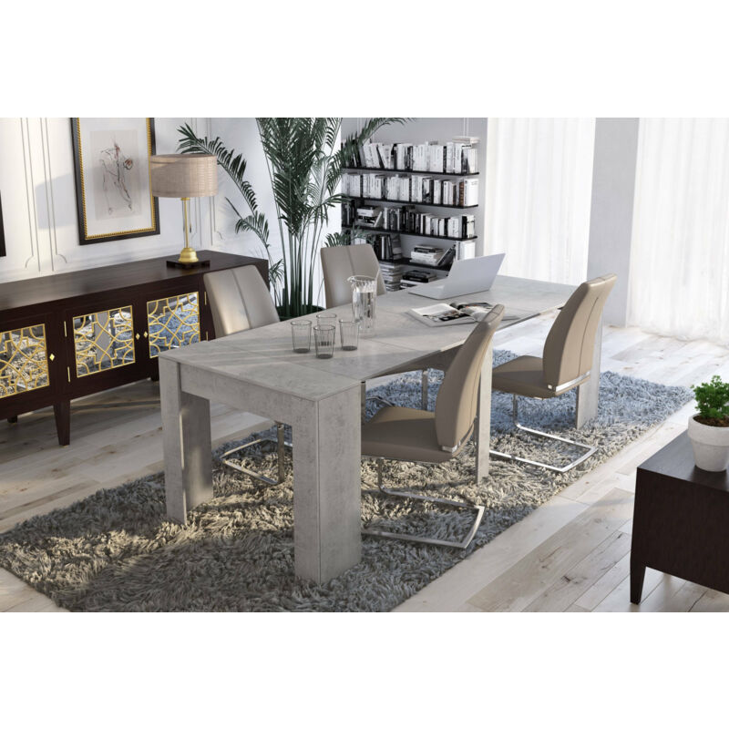 Dmora Mesa De Comedor Extensible Made In Italy Mesa Moderna Con Extensiones  Consola Extensible 120 / 170X90H75 Cm Color Blanco Brillante Blanco