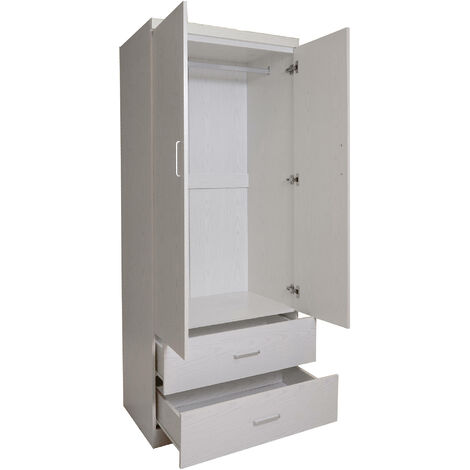 Dmora – Armoire 2 portes 1 tiroir 79,4 x 170,4 x 35,7 cm – Structure en tôle laminée – Couleur beige – Rangement optimisé