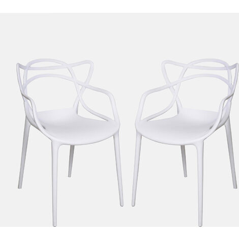 Pack de sillas con estructura y asiento de polipropileno en color blanco  Korme Regalos Miguel