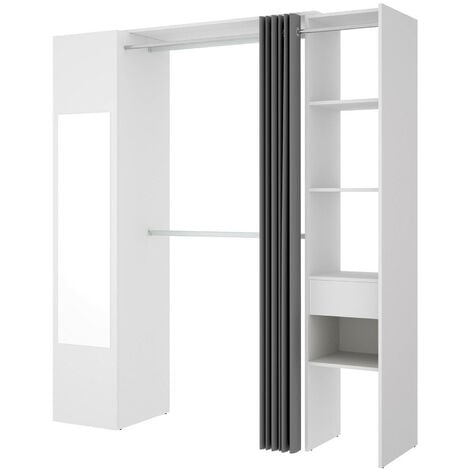 Dmora - Armario Dmatin, Estructura para vestidor, Perchero abierto,  141x52h205 cm, Blanco y Antracita