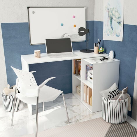escritorio en forma de l para computadora oficina estudio mueble mesa gris