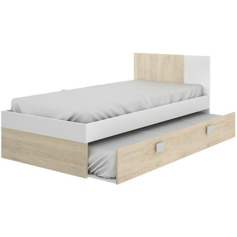 Dmora - Cama infantil Daaron, Estructura con segunda cama nido, Cama  individual para dormitorio con 3 cajones