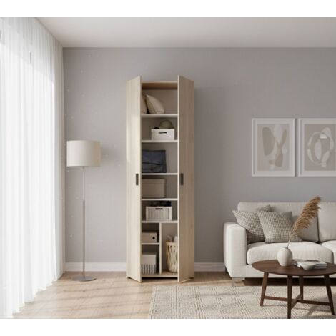 Dmora - Armario multiusos Dmiani, Unidad de almacenamiento multifunción, Armario con 2 puertas, 61x35h190 cm, Roble