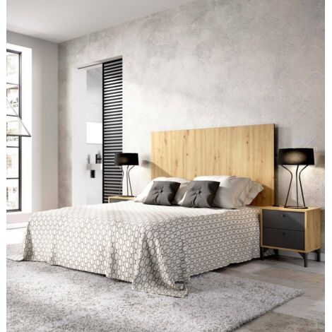 Dmora - Cabecero Dlinar, Cabecero de cama para habitación doble, Cabecero  de cama doble con 2 mesitas