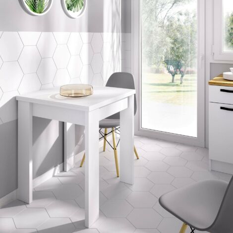 Dmora - Mesa extensible Dbli, Consola extensible multiposición, Consola auxiliar plegable, 79/134x67h79 cm, Blanco