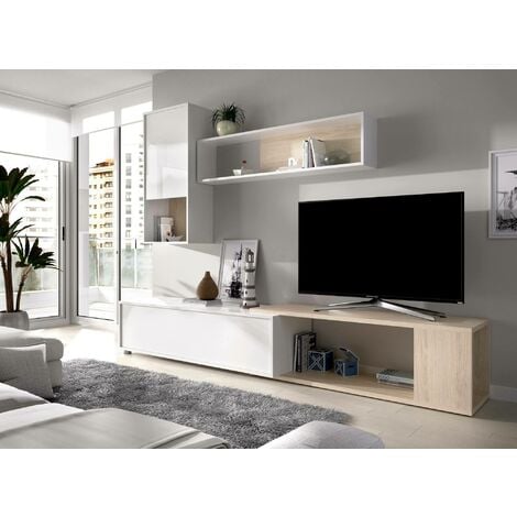 Composición salón módulo tv, vitrina, aparador y mesa centro. Merkamueble