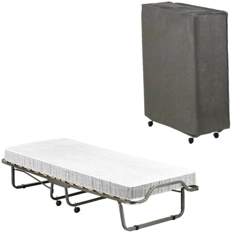 Talamo Italia - Cama plegable Dpiate, Cama con somier de 15 láminas, Colchón incluido, Cama que ahorra espacio, 100% Made in Italy, 80x190h39 cm, Funda protectora incluida