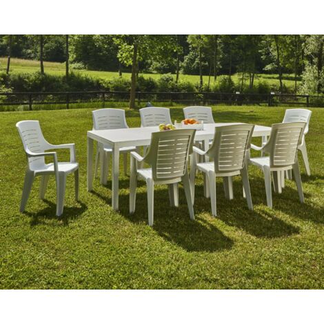 Dmora - Mesa de jardín Susa, Mesa de comedor extensible rectangular, Mesa de jardín extensible 100% Made in Italy, 150x90h72 cm, Blanco, con embalaje reforzado