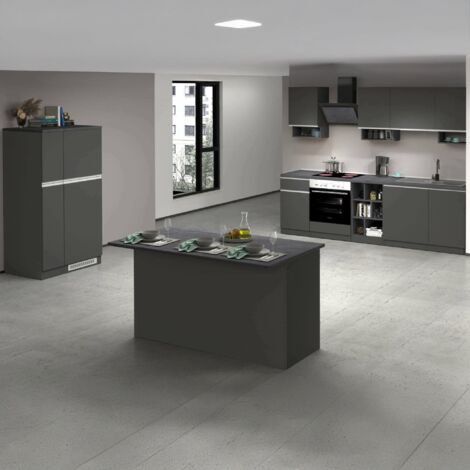 Dmora - Cocina completa Armand, Conjunto de cocina modular, Cocina modular con múltiples elementos, 100% Made in Italy, Antracita y Pizarra