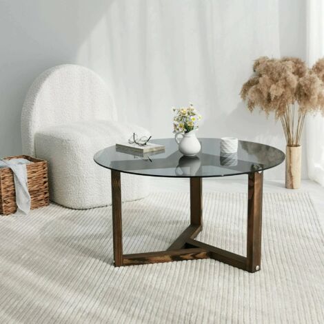 Dmora - Mesa de café Dperalt, Mesa de centro baja, Revistero para sofá, Estante de la sala de estar, 75x75h40 cm, Tórtola (1/5)