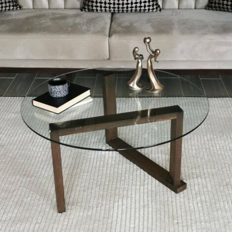 Dmora - Mesa de café Denebra, Mesa de centro baja, Revistero para sofá, Estante de la sala de estar, 80x80h41 cm, Nuez, con embalaje reforzado (1/5)