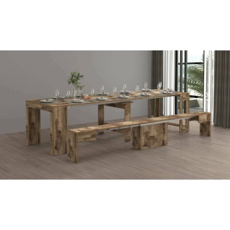 Dmora - Conjunto de mesa y sillas Crispin, Composición multiusos, Conjunto con consola y 1 banco extensible, 100% Made in Italy, 66x25h45 cm, Arce, con embalaje reforzado