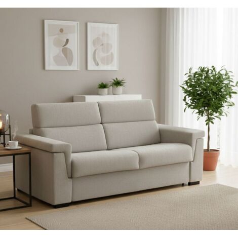Dmora - Sofá fijo 2 plazas Ondina, Sofá lineal para salón, acolchado, desenfundable, calidad 100% Made in Italy, 185x95 h100 cm, Beige (1/4)
