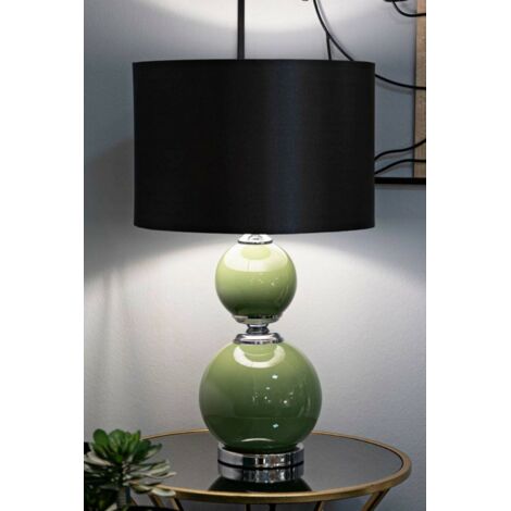 Dmora - Lámpara de mesa Starareka, Luz de escritorio, Luz de oficina, Lámpara de trabajo, 38x38 h65 cm, Verde y Gris