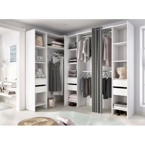 Dmora - Gran Armario Alanno, Muebles de dormitorio, Vestidor, Armario de ropa, 234x141 h205 cm, Blanco
