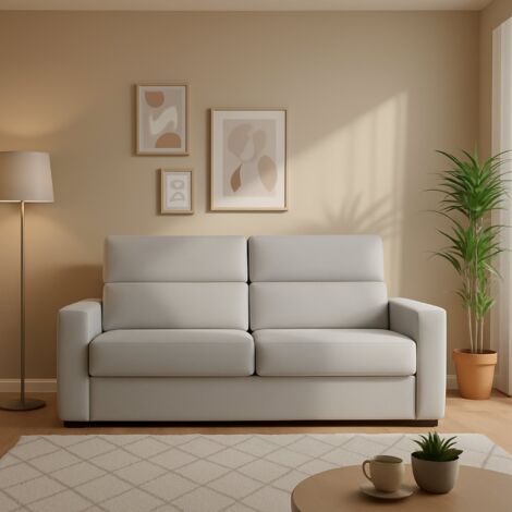 Dmora - Sofá cama 2 plazas None, Sofá convertible para salón, acolchado, desenfundable, calidad 100% Made in Italy, 180x95 h100 cm, Gris (1/5)