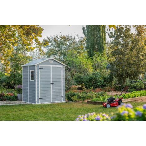 Dmora - Caseta de jardín Galliate, Cobertizo de jardín, Caseta de jardín, Trastero para herramientas, 185x152 h226 cm, Gris (1/5)