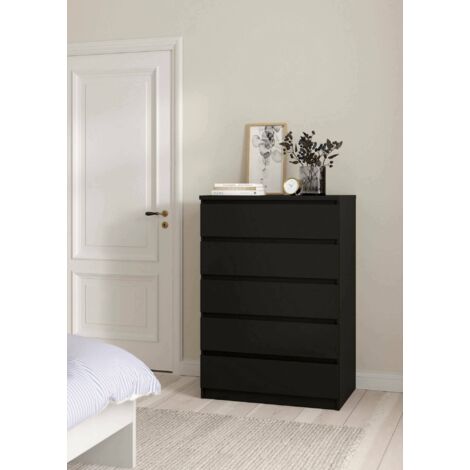 Dmora - Cajonera Ansel, Cómoda multiusos, Cómoda de dormitorio, Gabinete con cajones, 77x50 h111 cm, Negro (1/5)