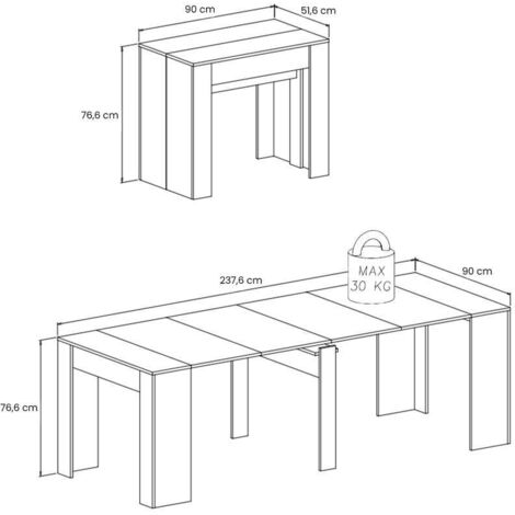 Uitschuifbare tafel Moana 220cm uitschuifbaar tot 280 cm