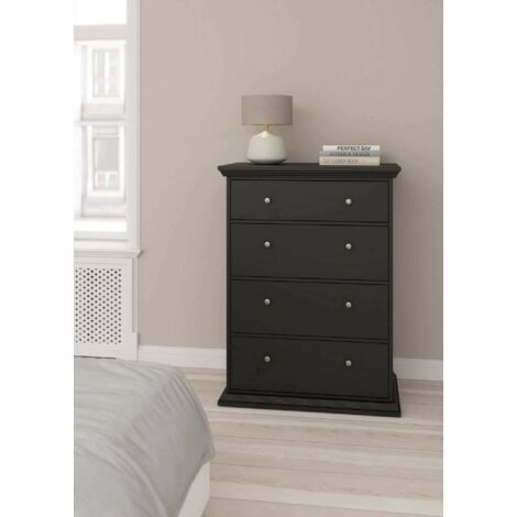 Dmora - Cajonera Arlette, Cómoda multiusos, Cómoda de dormitorio, Gabinete con cajones, 86x52 h116 cm, Negro (1/5)